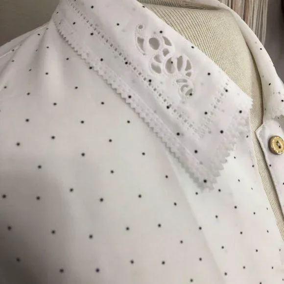 Sam Hua Korean Large polka dot lace collared blouse - Picture 3 of 8